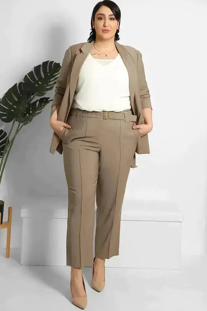 Cropped Trousers And Fitted Belted Blazer Suit-phoenixpatriotfoundation