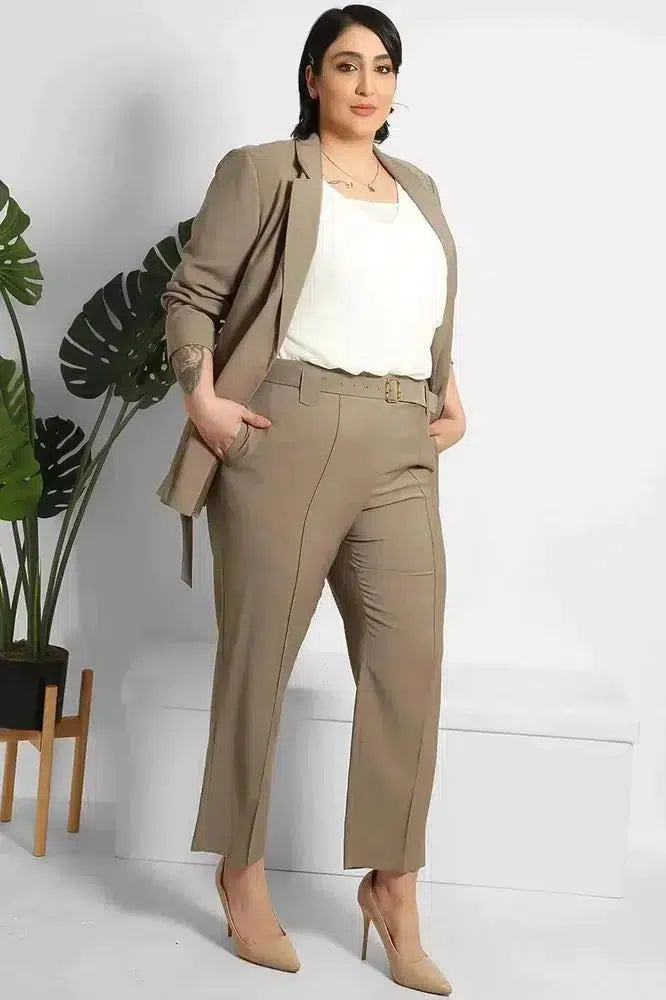 Cropped Trousers And Fitted Belted Blazer Suit-phoenixpatriotfoundation