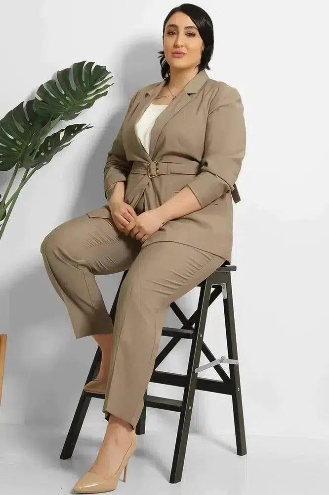 Cropped Trousers And Fitted Belted Blazer Suit-phoenixpatriotfoundation