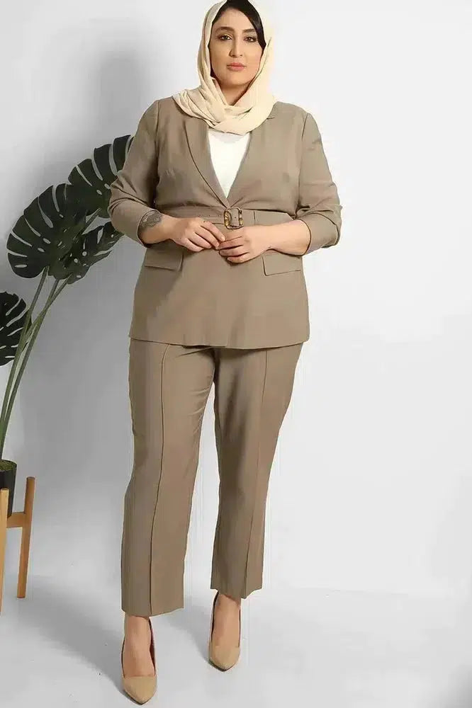 Cropped Trousers And Fitted Belted Blazer Suit-phoenixpatriotfoundation