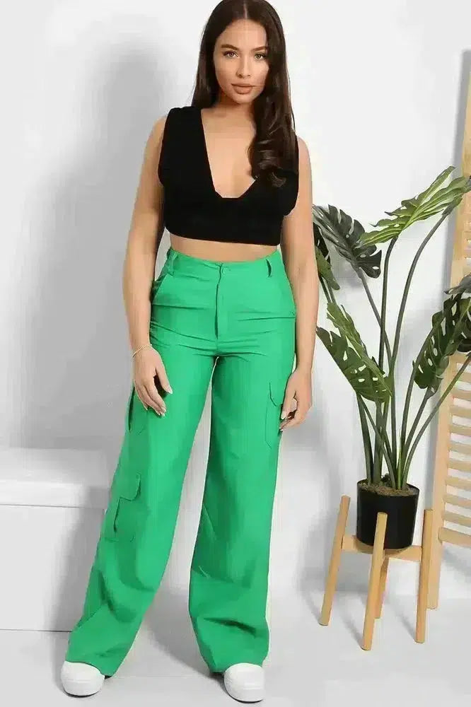 Skinny Fit Wide Leg Cargo Trousers-phoenixpatriotfoundation