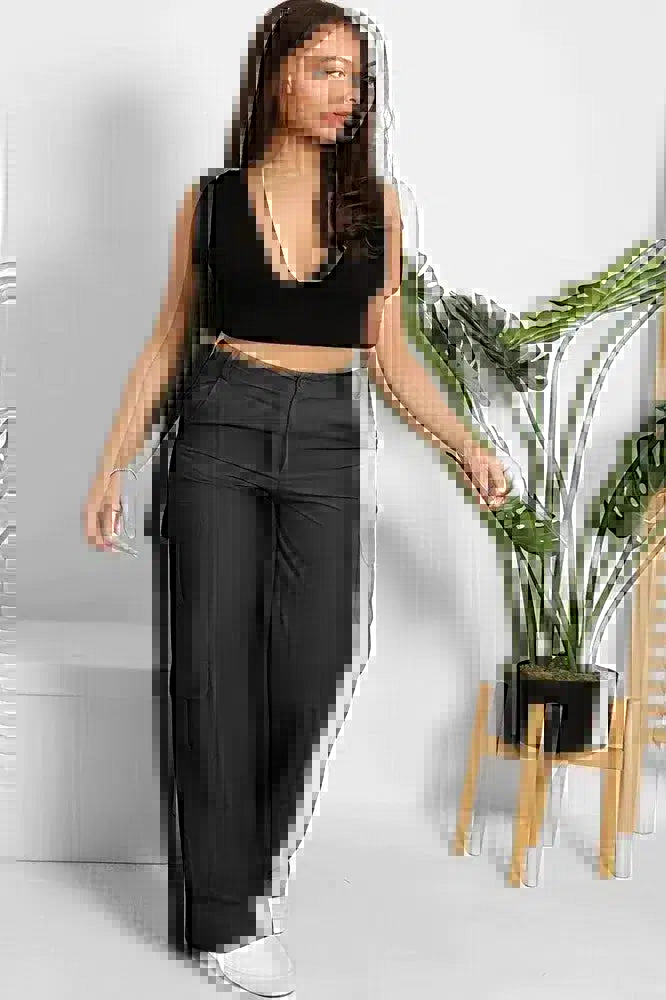 Skinny Fit Wide Leg Cargo Trousers-phoenixpatriotfoundation