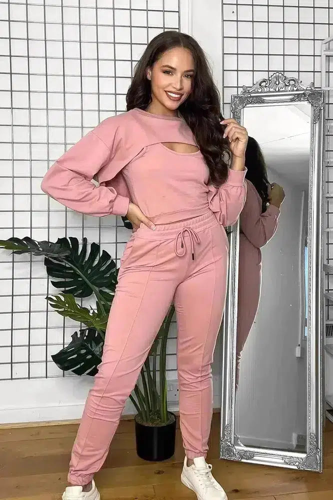 Cut Out Top Three Piece Tracksuit-phoenixpatriotfoundation