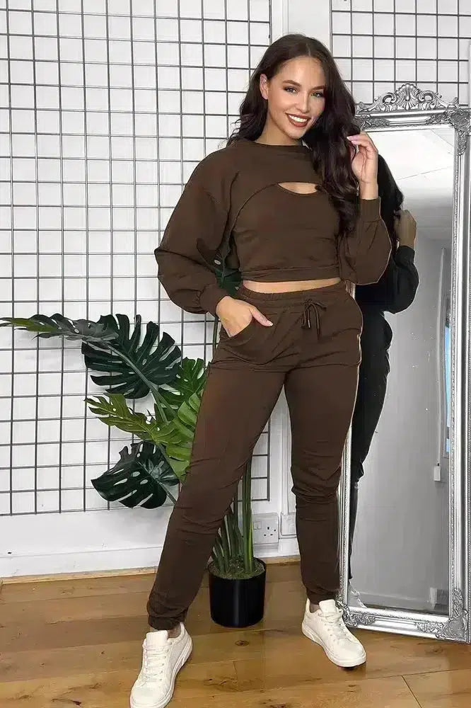 Cut Out Top Three Piece Tracksuit-phoenixpatriotfoundation