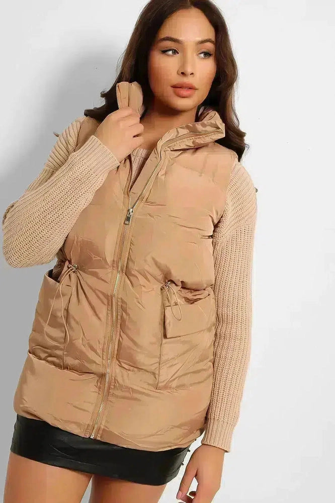 Drawstring Waist Puffer Gilet-phoenixpatriotfoundation